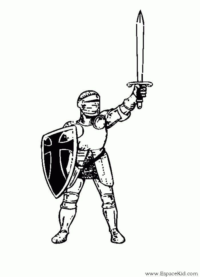 Dessin à colorier: Chevalier (Personnages fantastiques et d'aventure) #86955 - Coloriages à Imprimer Gratuits