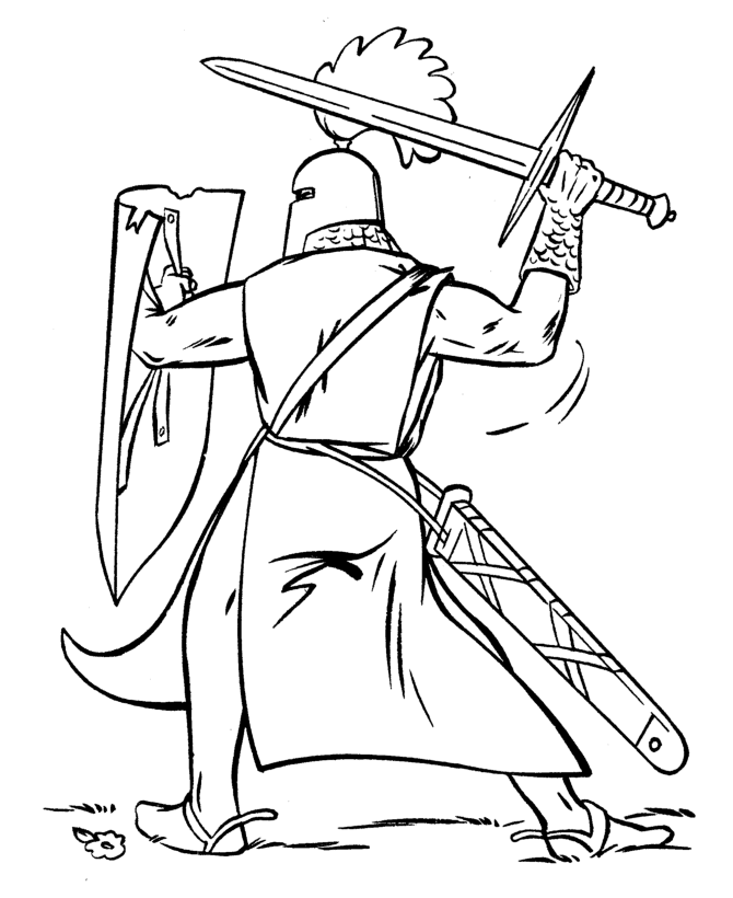 Dessin à colorier: Chevalier (Personnages fantastiques et d'aventure) #86964 - Coloriages à Imprimer Gratuits