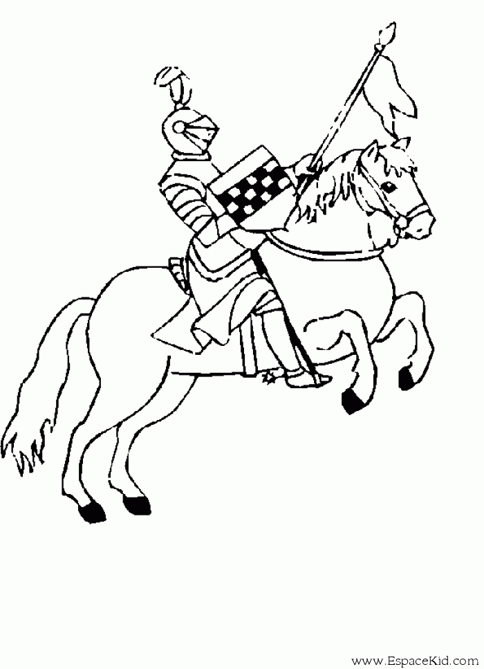 Dessin à colorier: Chevalier (Personnages fantastiques et d'aventure) #86968 - Coloriages à Imprimer Gratuits