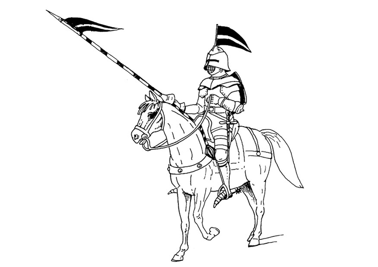 Dessin à colorier: Chevalier (Personnages fantastiques et d'aventure) #86976 - Coloriages à Imprimer Gratuits