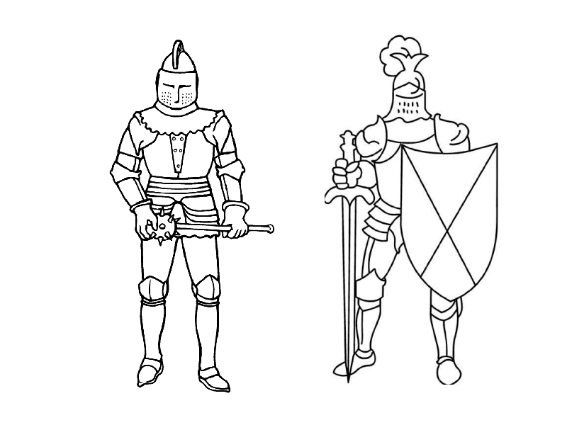 Dessin à colorier: Chevalier (Personnages fantastiques et d'aventure) #86977 - Coloriages à Imprimer Gratuits