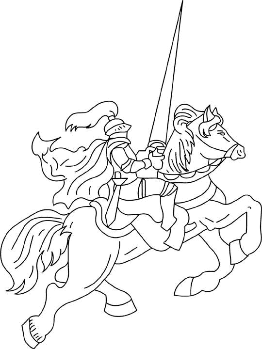 Dessin à colorier: Chevalier (Personnages fantastiques et d'aventure) #86987 - Coloriages à Imprimer Gratuits