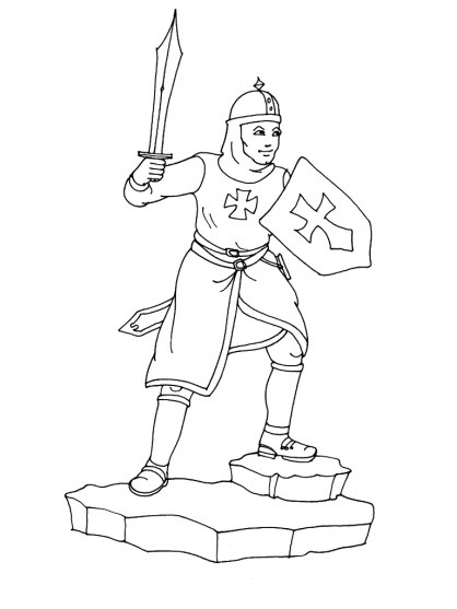 Dessin à colorier: Chevalier (Personnages fantastiques et d'aventure) #86994 - Coloriages à Imprimer Gratuits