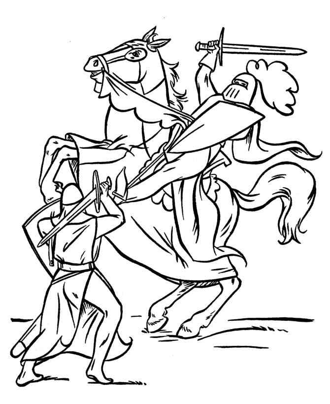Dessin à colorier: Chevalier (Personnages fantastiques et d'aventure) #87000 - Coloriages à Imprimer Gratuits