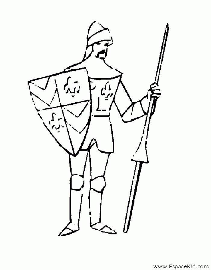 Dessin à colorier: Chevalier (Personnages fantastiques et d'aventure) #87022 - Coloriages à Imprimer Gratuits