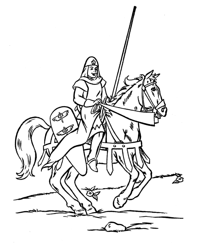 Dessin à colorier: Chevalier (Personnages fantastiques et d'aventure) #87028 - Coloriages à Imprimer Gratuits