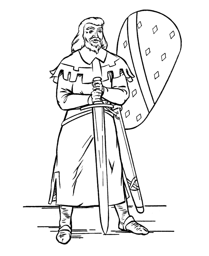 Dessin à colorier: Chevalier (Personnages fantastiques et d'aventure) #87038 - Coloriages à Imprimer Gratuits