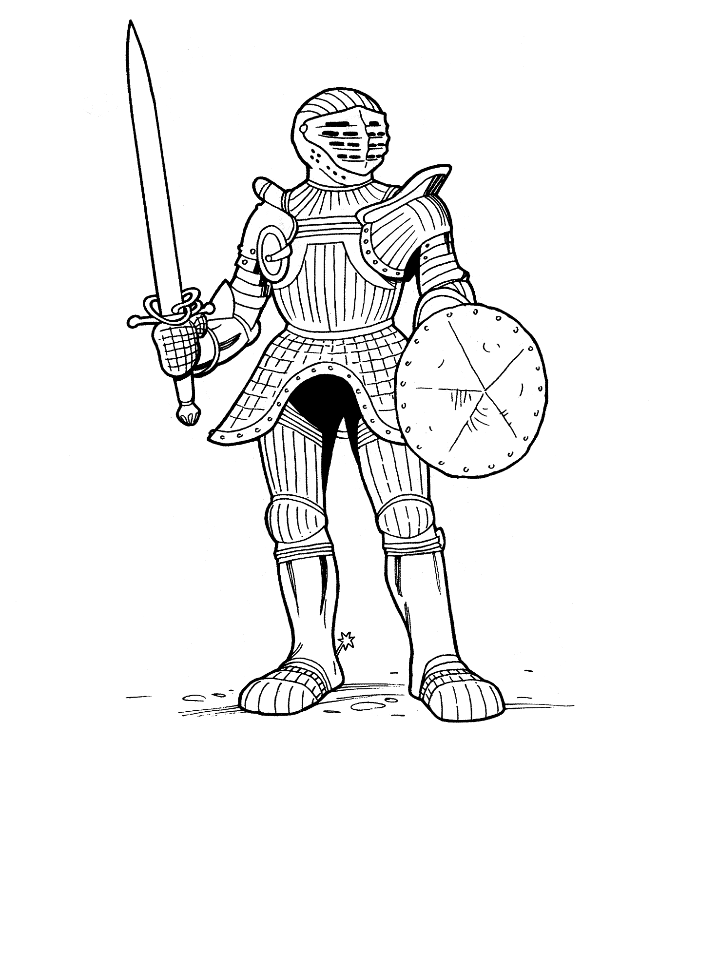 Dessin à colorier: Chevalier (Personnages fantastiques et d'aventure) #87097 - Coloriages à Imprimer Gratuits