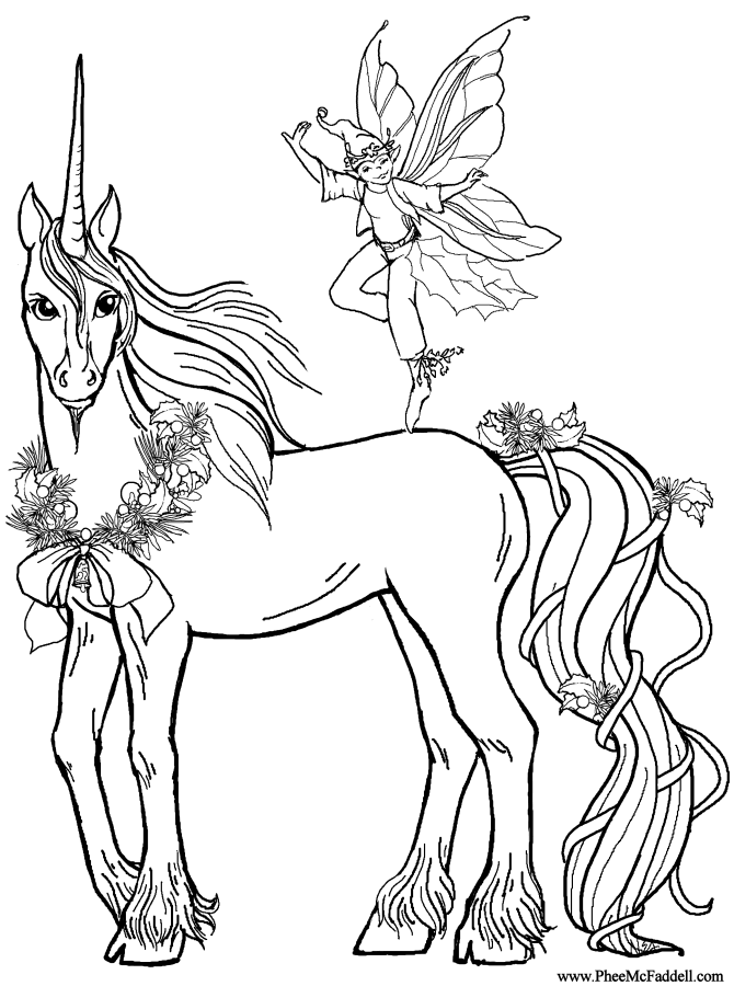 Dessin à colorier: Licorne (Personnages fantastiques et d'aventure) #19430 - Coloriages à Imprimer Gratuits
