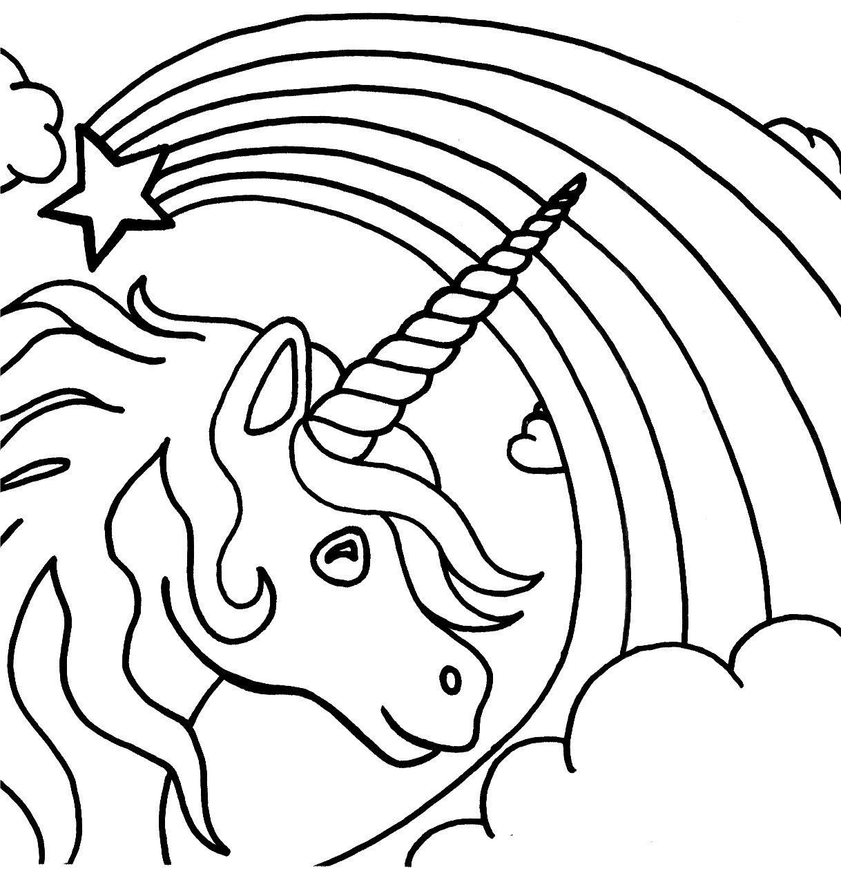 Dessin à colorier: Licorne (Personnages fantastiques et d'aventure) #19432 - Coloriages à Imprimer Gratuits