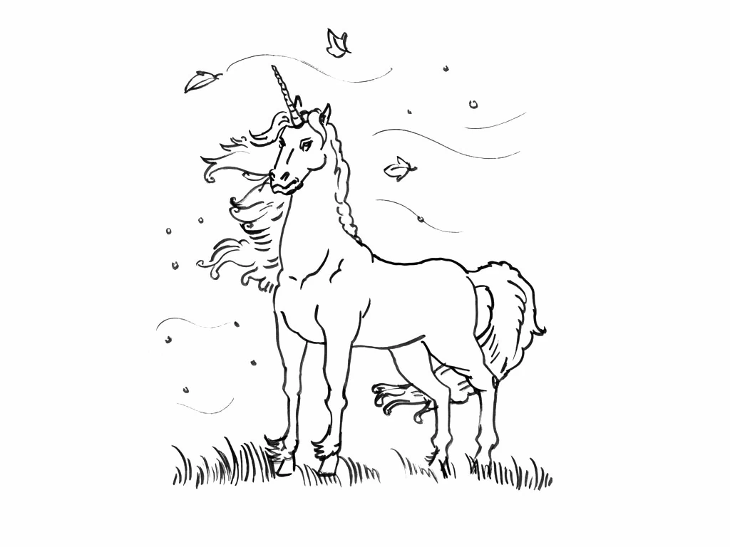 Dessin à colorier: Licorne (Personnages fantastiques et d'aventure) #19521 - Coloriages à Imprimer Gratuits