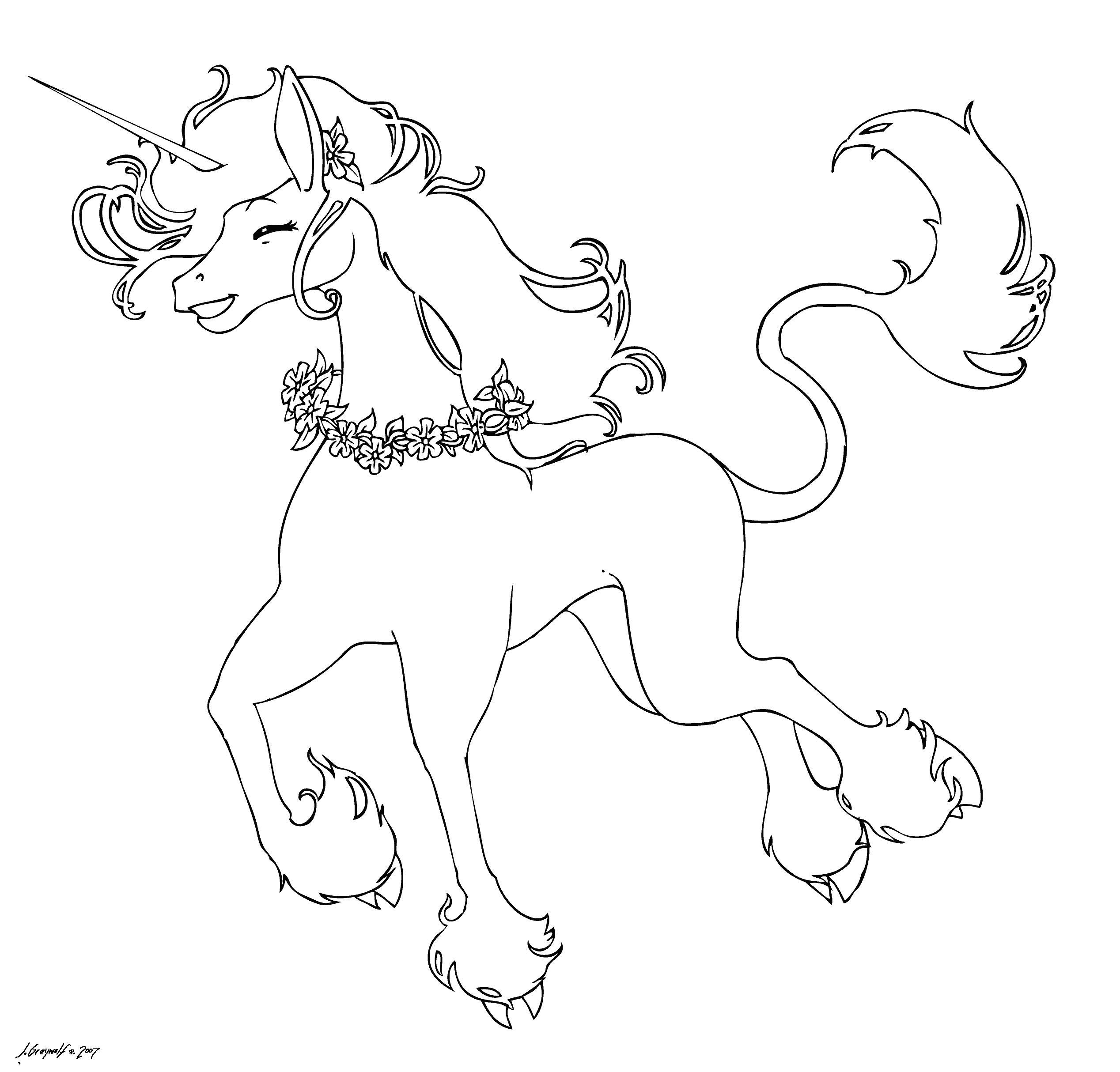 Dessin à colorier: Licorne (Personnages fantastiques et d'aventure) #19528 - Coloriages à Imprimer Gratuits