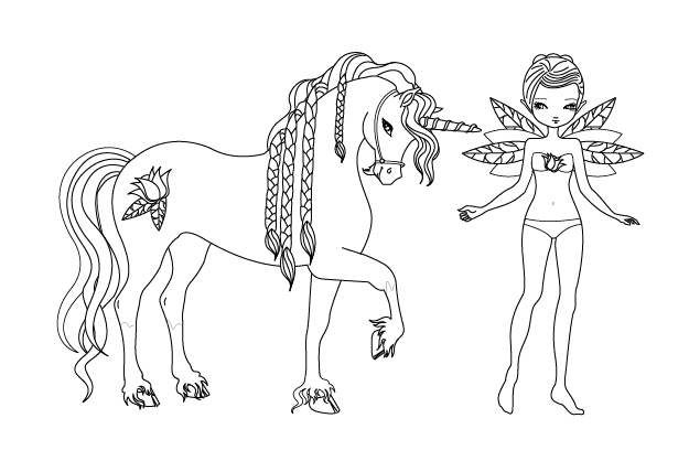 Dessin à colorier: Licorne (Personnages fantastiques et d'aventure) #19536 - Coloriages à Imprimer Gratuits