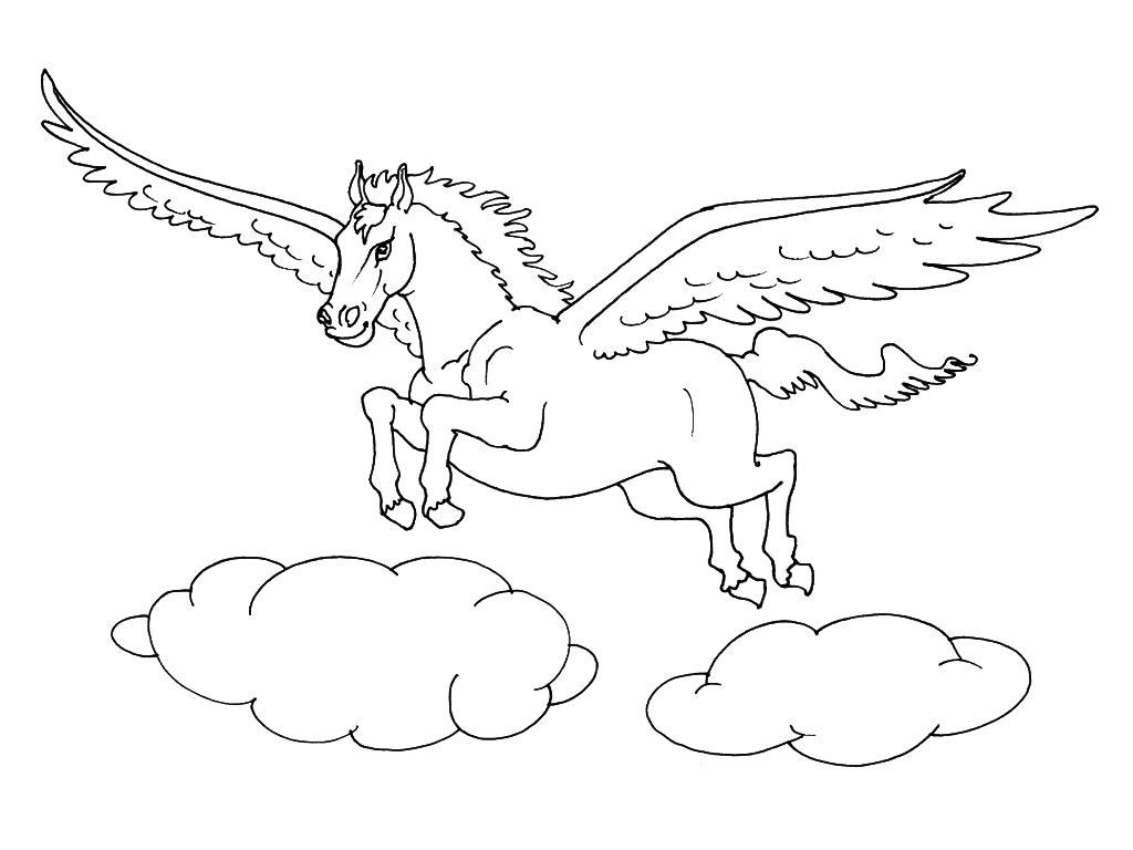 Dessin à colorier: Licorne (Personnages fantastiques et d'aventure) #19555 - Coloriages à Imprimer Gratuits