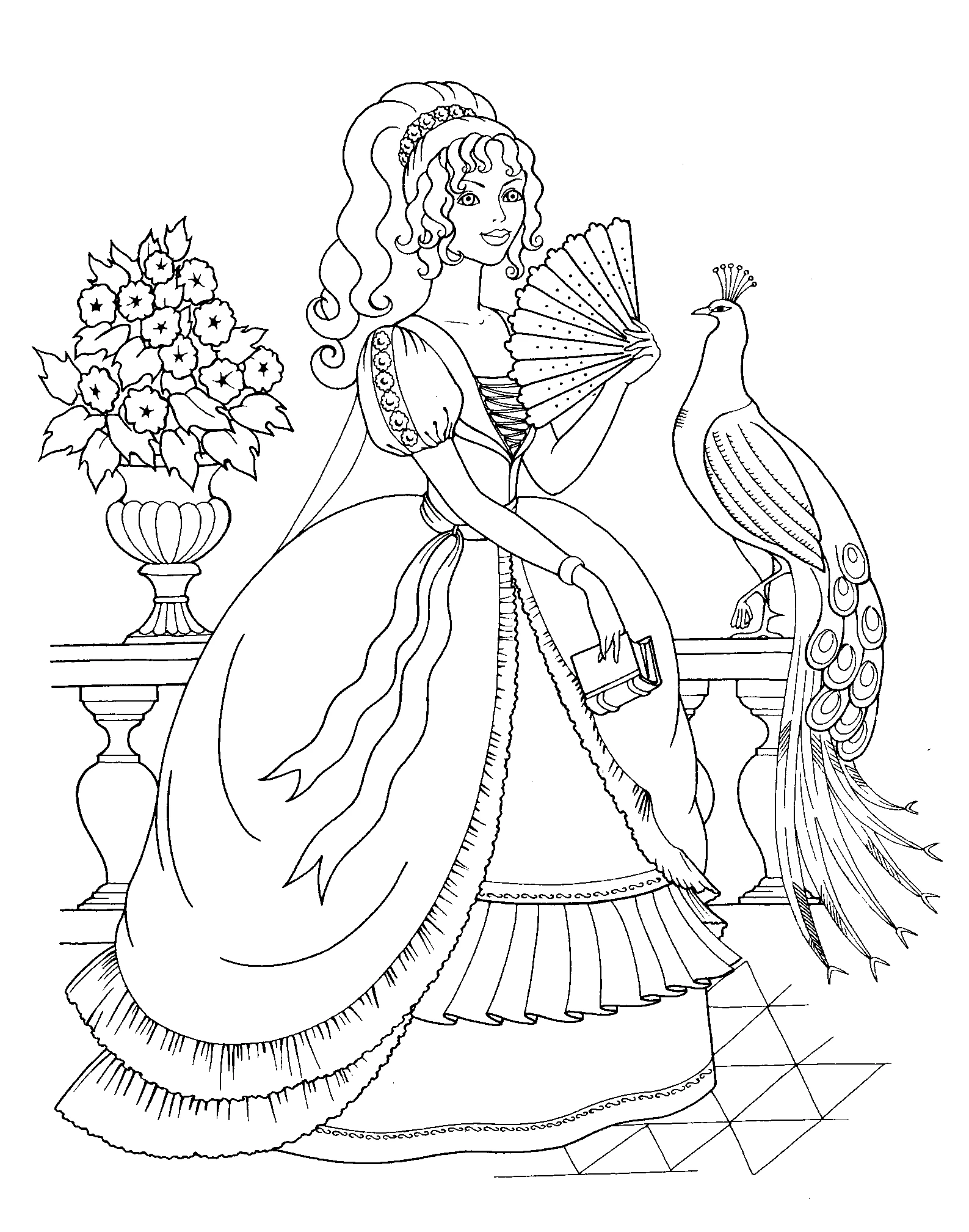Dessin à colorier: Princesse (Personnages fantastiques et d'aventure) #85273 - Coloriages à Imprimer Gratuits
