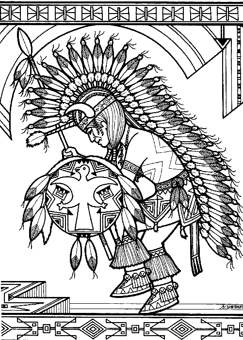 Dessin à colorier: Amérindien (Personnages) #149021 - Coloriages à Imprimer Gratuits
