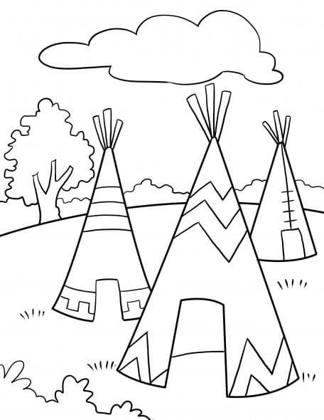Illustration au trait Amérindien #181243 de la collection Personnages à colorier gratuitement