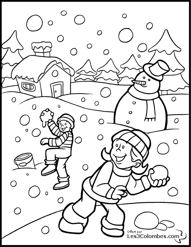 Dessin à colorier: Bonhomme de Neige (Personnages) #89178 - Coloriages à Imprimer Gratuits