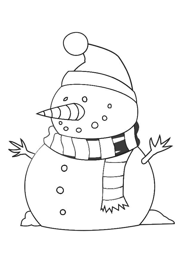 Dessin à colorier: Bonhomme de Neige (Personnages) #89185 - Coloriages à Imprimer Gratuits