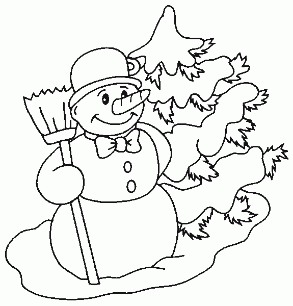 Dessin à colorier: Bonhomme de Neige (Personnages) #89192 - Coloriages à Imprimer Gratuits