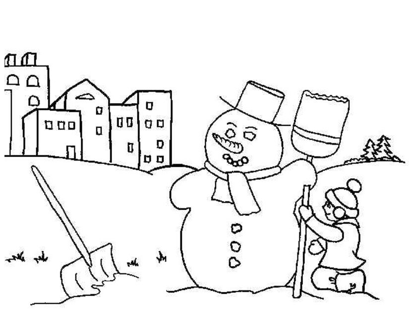 Dessin à colorier: Bonhomme de Neige (Personnages) #89193 - Coloriages à Imprimer Gratuits