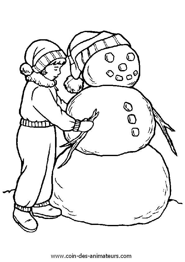 Dessin à colorier: Bonhomme de Neige (Personnages) #89205 - Coloriages à Imprimer Gratuits