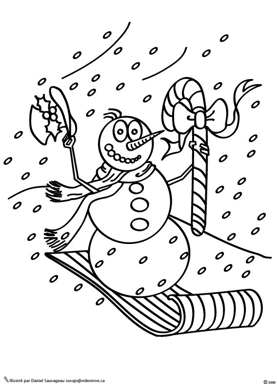 Dessin à colorier: Bonhomme de Neige (Personnages) #89212 - Coloriages à Imprimer Gratuits