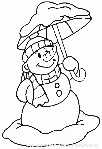 Dessin à colorier: Bonhomme de Neige (Personnages) #89213 - Coloriages à Imprimer Gratuits