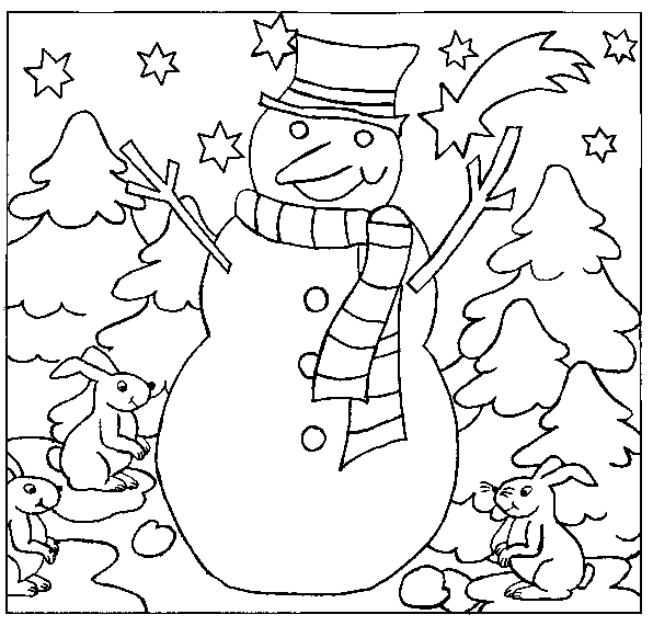 Dessin à colorier: Bonhomme de Neige (Personnages) #89219 - Coloriages à Imprimer Gratuits