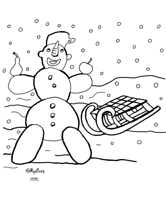 Dessin à colorier: Bonhomme de Neige (Personnages) #89236 - Coloriages à Imprimer Gratuits