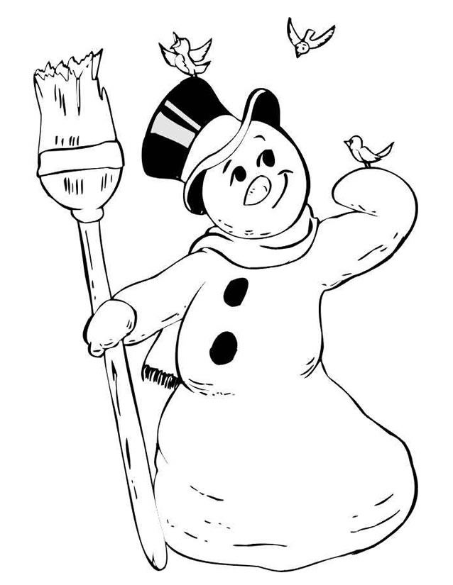 Dessin à colorier: Bonhomme de Neige (Personnages) #89248 - Coloriages à Imprimer Gratuits