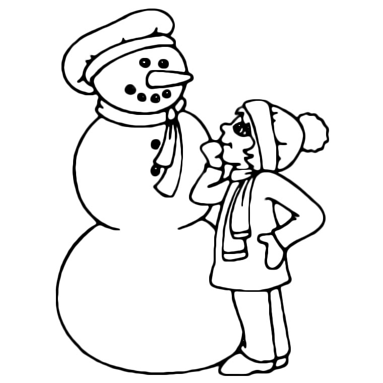 Dessin à colorier: Bonhomme de Neige (Personnages) #89276 - Coloriages à Imprimer Gratuits