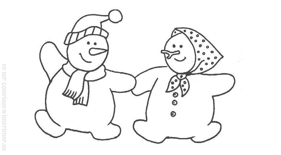 Dessin à colorier: Bonhomme de Neige (Personnages) #89282 - Coloriages à Imprimer Gratuits