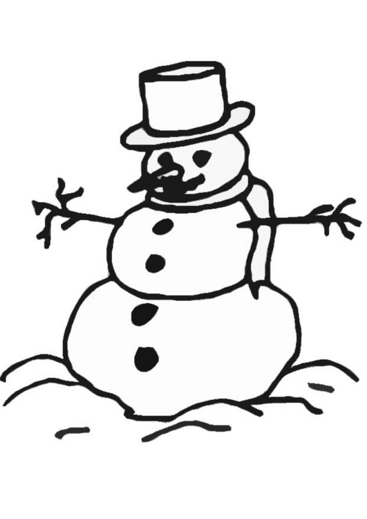 Dessin à colorier: Bonhomme de Neige (Personnages) #89297 - Coloriages à Imprimer Gratuits