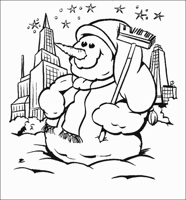 Dessin à colorier: Bonhomme de Neige (Personnages) #89307 - Coloriages à Imprimer Gratuits