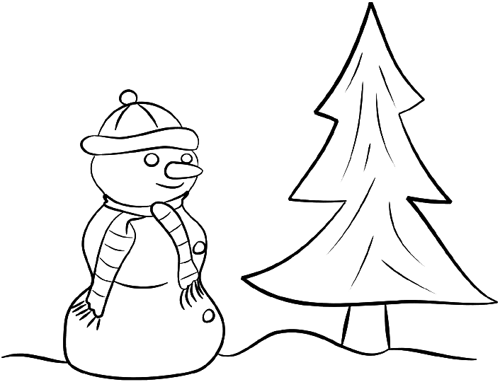 Dessin à colorier: Bonhomme de Neige (Personnages) #89315 - Coloriages à Imprimer Gratuits