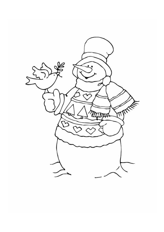 Dessin à colorier: Bonhomme de Neige (Personnages) #89317 - Coloriages à Imprimer Gratuits