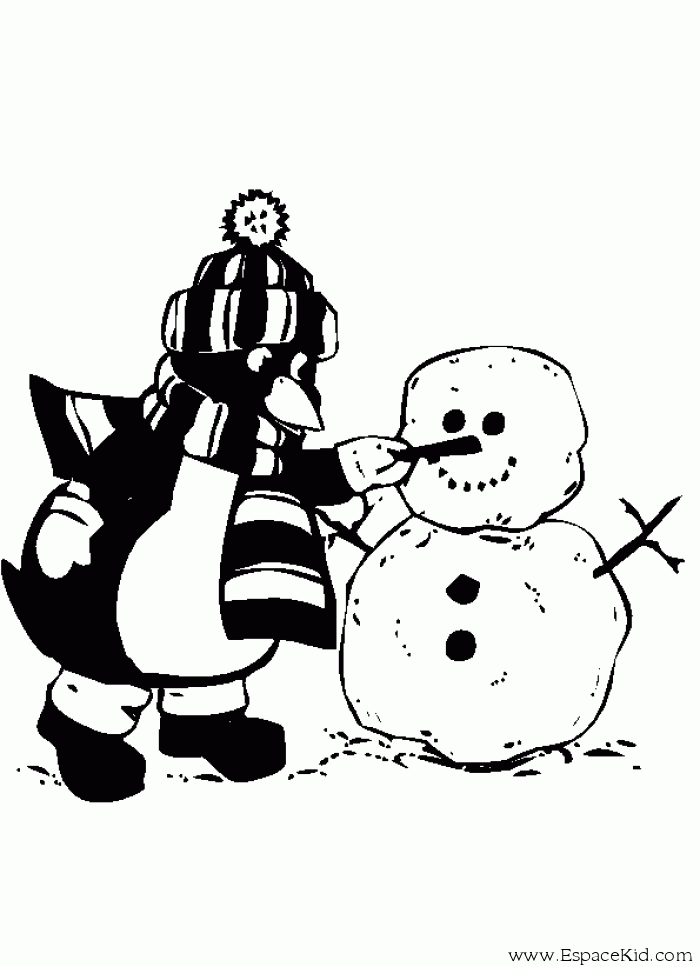 Dessin à colorier: Bonhomme de Neige (Personnages) #89322 - Coloriages à Imprimer Gratuits