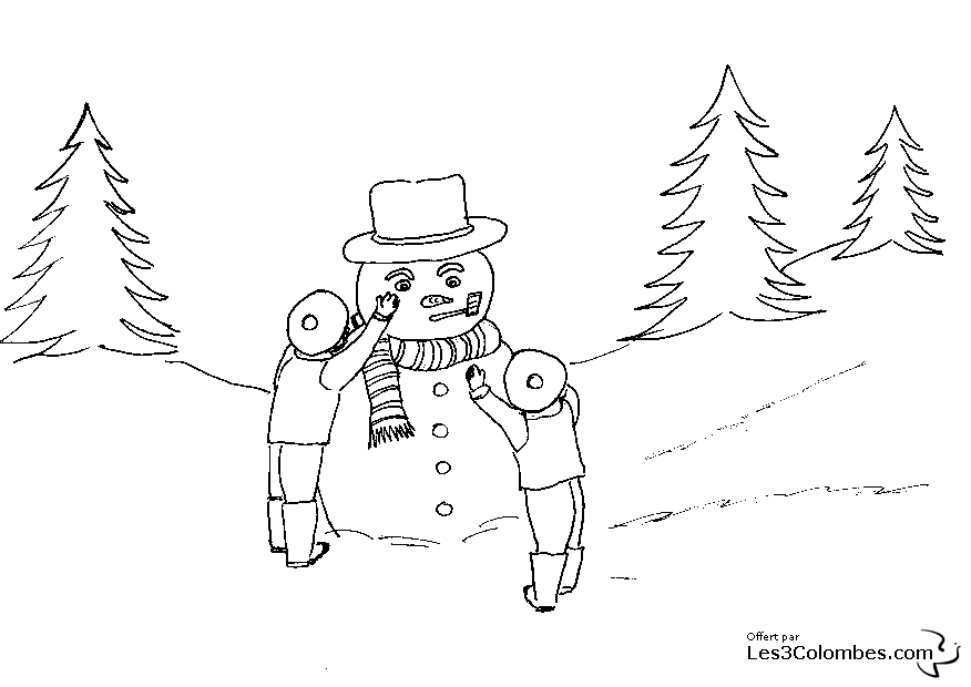 Dessin à colorier: Bonhomme de Neige (Personnages) #89329 - Coloriages à Imprimer Gratuits