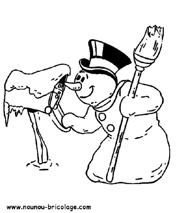 Dessin à colorier: Bonhomme de Neige (Personnages) #89331 - Coloriages à Imprimer Gratuits