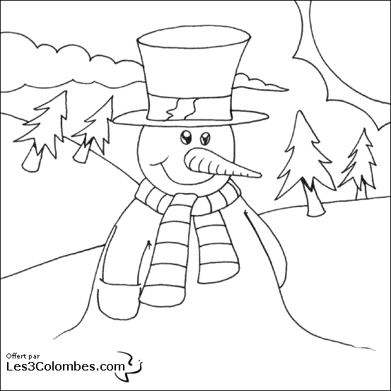 Dessin à colorier: Bonhomme de Neige (Personnages) #89332 - Coloriages à Imprimer Gratuits