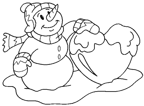 Dessin à colorier: Bonhomme de Neige (Personnages) #89333 - Coloriages à Imprimer Gratuits