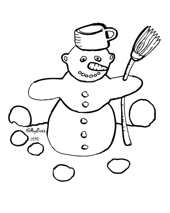 Dessin à colorier: Bonhomme de Neige (Personnages) #89366 - Coloriages à Imprimer Gratuits