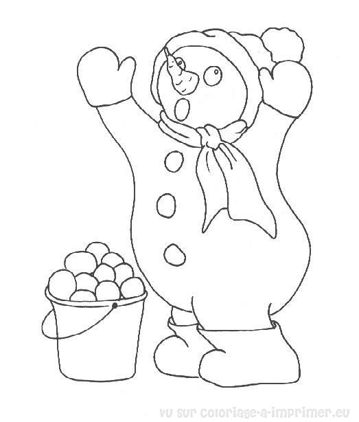 Dessin à colorier: Bonhomme de Neige (Personnages) #89367 - Coloriages à Imprimer Gratuits