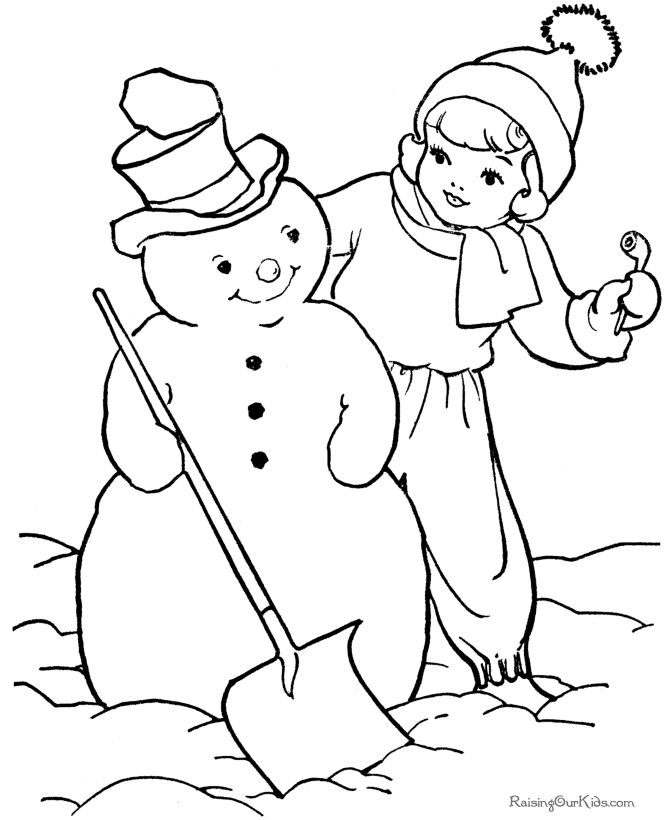 Dessin à colorier: Bonhomme de Neige (Personnages) #89370 - Coloriages à Imprimer Gratuits