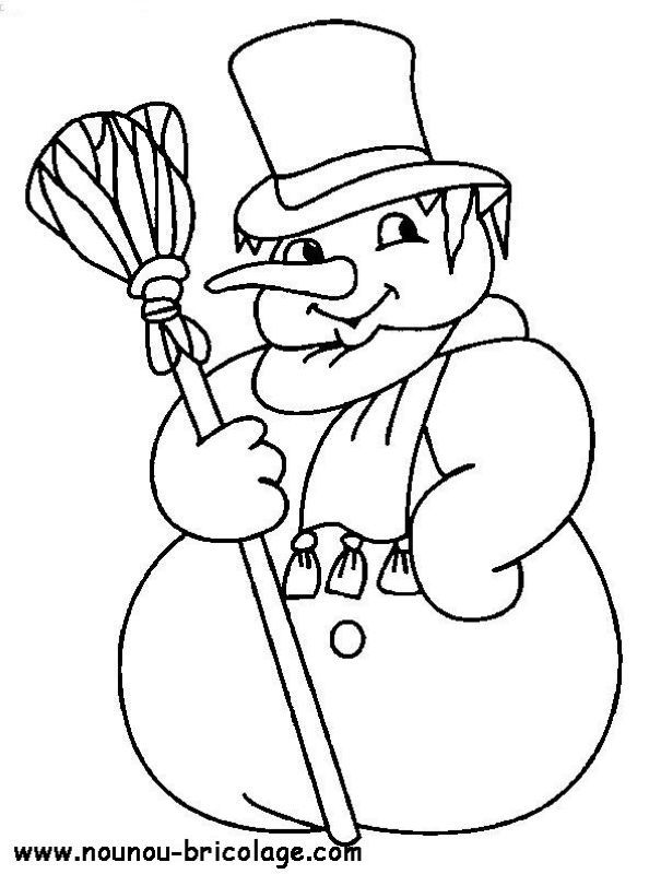 Dessin à colorier: Bonhomme de Neige (Personnages) #89372 - Coloriages à Imprimer Gratuits