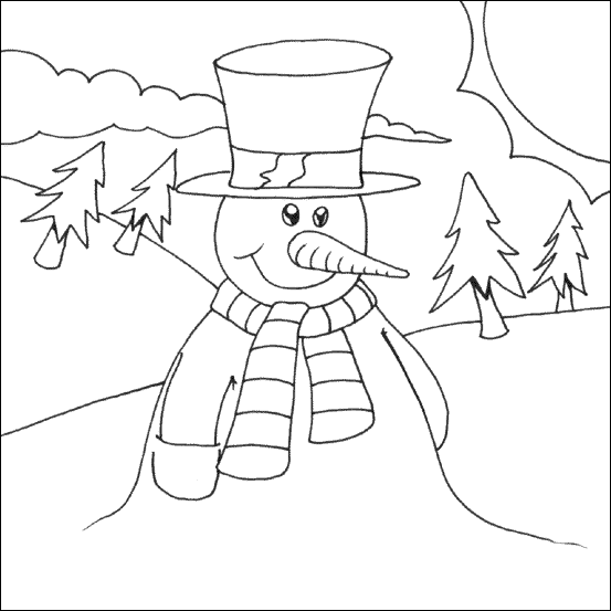 Dessin à colorier: Bonhomme de Neige (Personnages) #89378 - Coloriages à Imprimer Gratuits