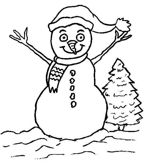 Dessin à colorier: Bonhomme de Neige (Personnages) #89380 - Coloriages à Imprimer Gratuits