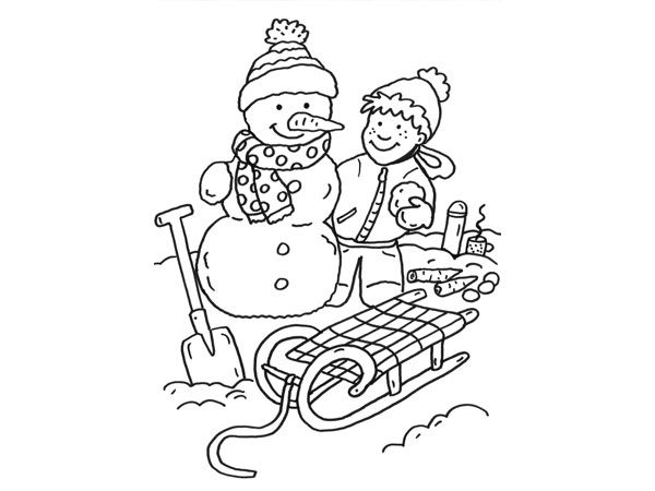 Dessin à colorier: Bonhomme de Neige (Personnages) #89409 - Coloriages à Imprimer Gratuits