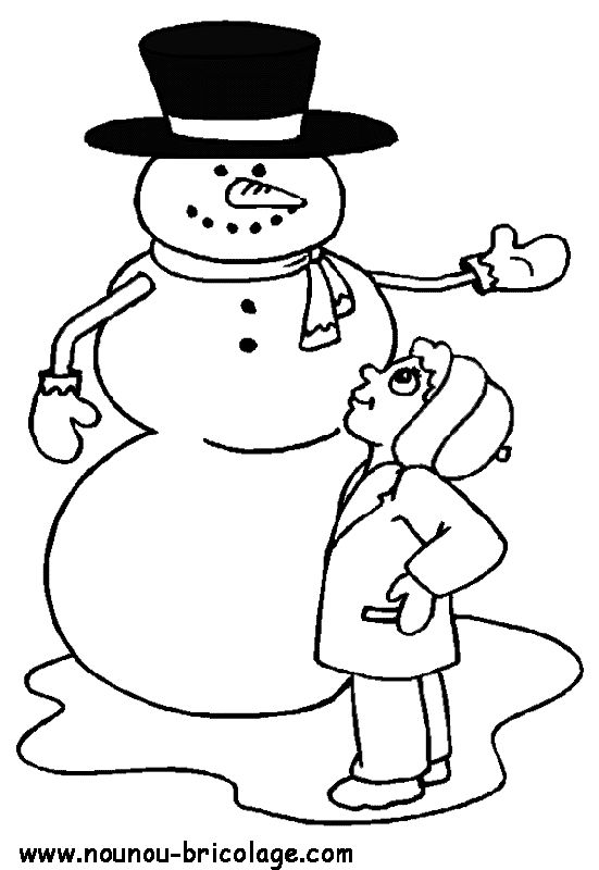 Dessin à colorier: Bonhomme de Neige (Personnages) #89426 - Coloriages à Imprimer Gratuits